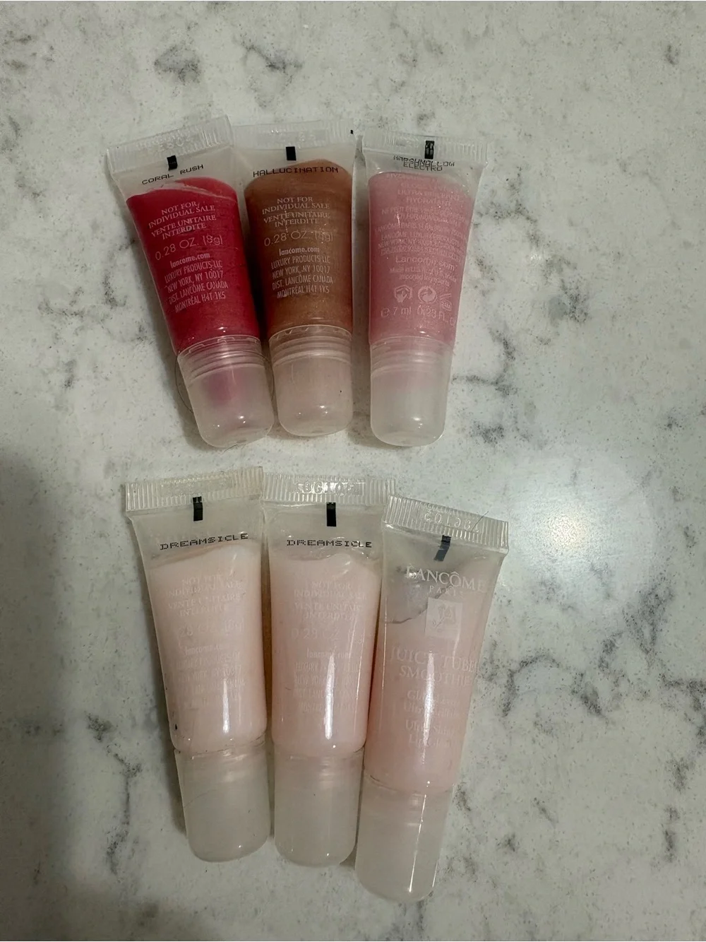 6 Lancome Juicy Tubes Lip Gloss .28 oz each- Pink Shades